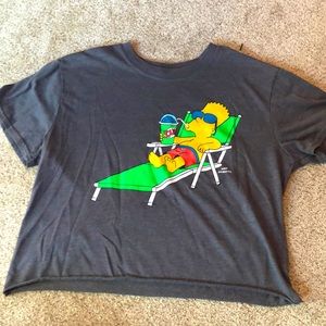 Large grey Bart Simpson crop top